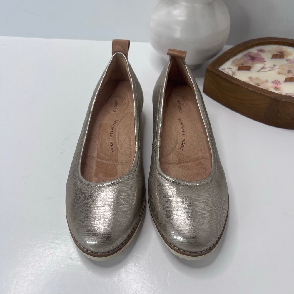Brioso Emmaline Leather Ballet Flat Metallic Champagne Gold Women's 7M Tried On - Picture 5 of 9